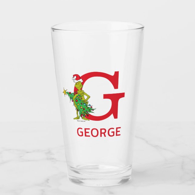 Classic Grinch | Name und Monogramm Glas (Vorderseite)