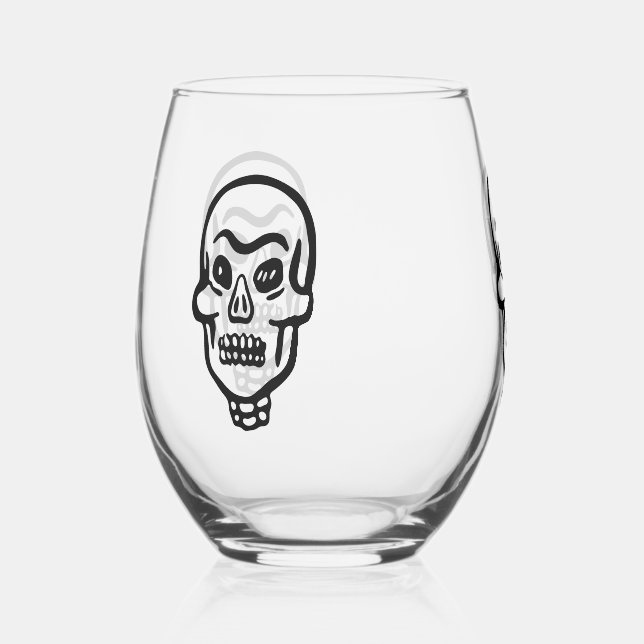 Classic Halloween Skull Weinglas Ohne Stiel (Vorderseite)