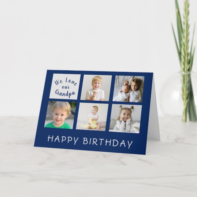 Classic Happy Birthday Opa FotoCollage Karte (Vorderseite)