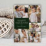 Classic Happy Holidays Fünf Fotos florale Back Feiertagskarte<br><div class="desc">Diese wunderschönen Weihnachtsfotos sind mit fünf Fotovorlagen, elegantem, modernem Typografie-Lesen, "Happy Holidays" und einem handgezeichneten Blumenmuster auf der Rückseite in klassischen Farben tiefgrün, bordeauxrot und Elfenbein auf einem Sand/beige Hintergrund ausgestattet. Die Hintergrundfarbe auf der Vorderseite lässt sich beliebig einstellen (in dunkelgrün dargestellt). Einfach zu personalisieren für schöne Urlaubskarten, die alle...</div>