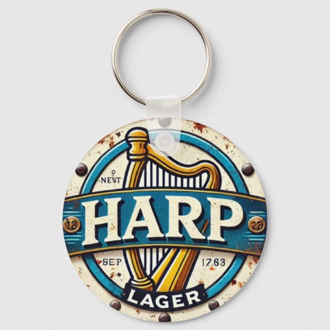 Classic Harp Lager Beer Logo Round Schlüsselanhänger (Vorderseite)