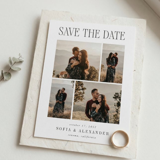 Classic Headline Photo Collage Wedding Save The Date (Von Creator hochgeladen)
