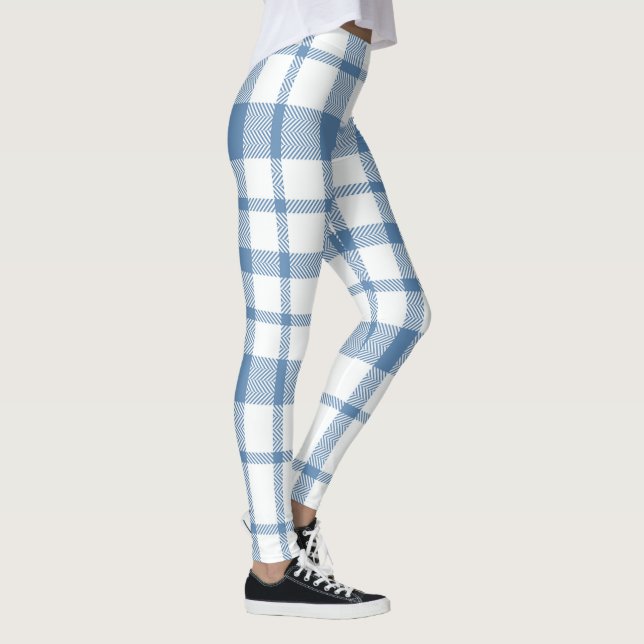 Classic Holiday Christmas Blue White Kariert Leggings (Rechts)