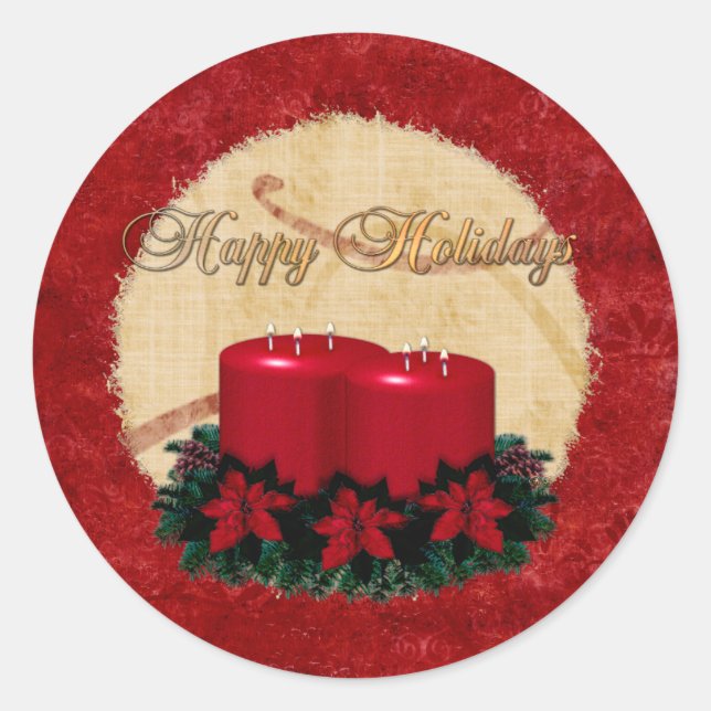 Classic Holiday Deko Christmas GIFT Runder Aufkleber (Vorderseite)