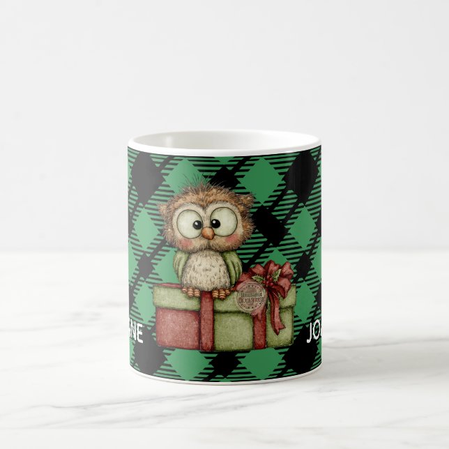 Classic Holiday Green Checkered Pattern Custom Kaffeetasse (Mittel)