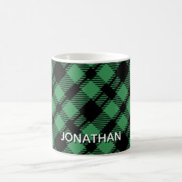 Classic Holiday Green Checkered Pattern Custom Kaffeetasse