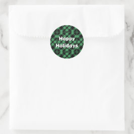 Classic Holiday Green Checkered Pattern Runder Aufkleber