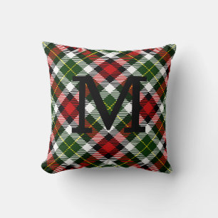 Classic Holiday Kariert Monogram INITIAL Christmas Kissen