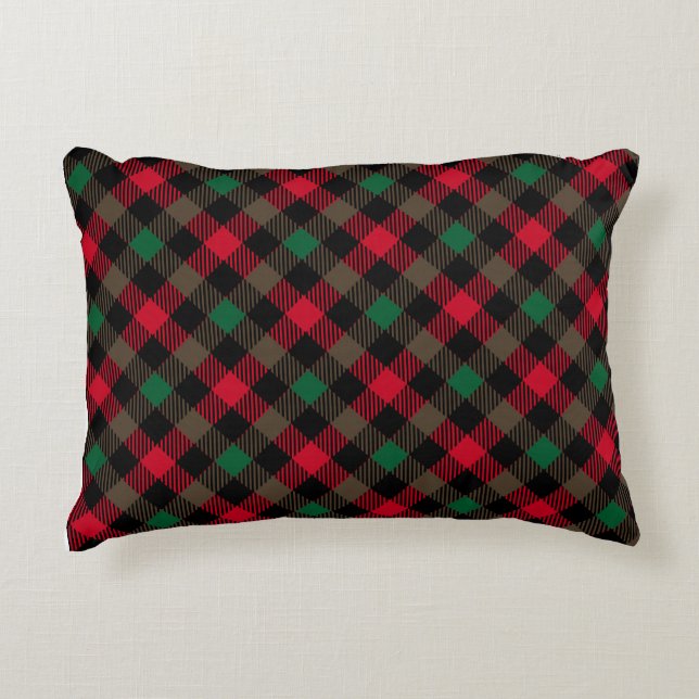 Classic Holiday Plaid – Cozy Christmas Pillow  Dekokissen (Vorderseite)