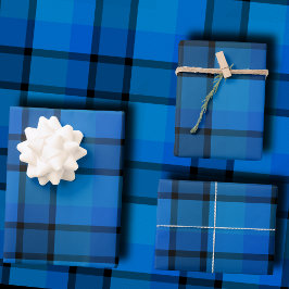 Classic holiday plaid navy blue Christmas Gift Geschenkpapier Set