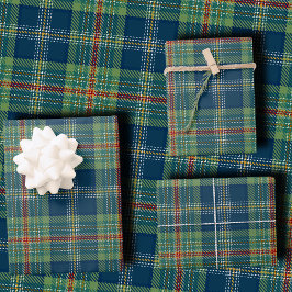 Classic Holiday Plaid Stylish Green & Navy Xmas Geschenkpapier Set