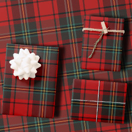 Classic Holiday Plaid Stylish Red Christmas Geschenkpapier Set
