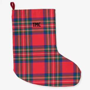 Classic Holiday Red Tartan Karierte Ursprünge Fest Großer Weihnachtsstrumpf
