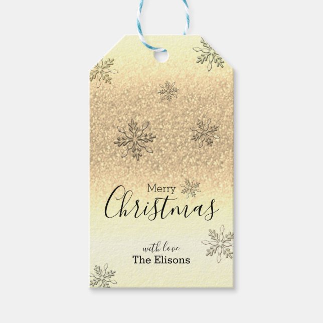 Classic Holiday Snowflake Imitate Gold Glitzer Geschenkanhänger (Vorderseite)