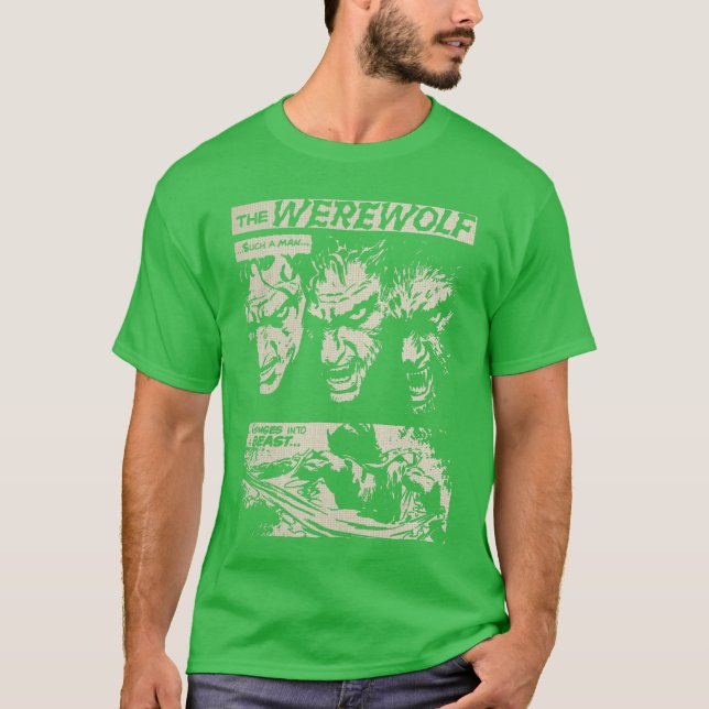 Classic Horror Movie Monster Horror Comic Werewolf T-Shirt (Vorderseite)