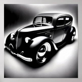 Classic Hot Rod / b&w / Poster