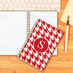 Classic Houndstooth Cherry Rouge & Blanc Monogramm
