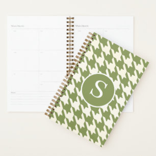 Classic Houndstooth Sage Vert & Blanc Monogramme