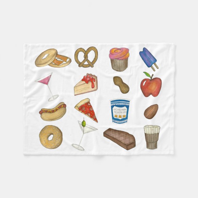 Classic Iconic NYC New York City Foods Feinschmeck Fleecedecke (Vorderseite (Horizontal))
