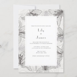 Classic Illustriert Floral Lilies Wedding Invitati Einladung