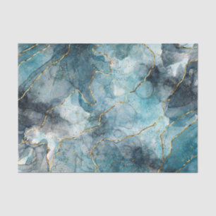 Classic Imitate Marble Blue/Gold Decoupage Seidenpapier