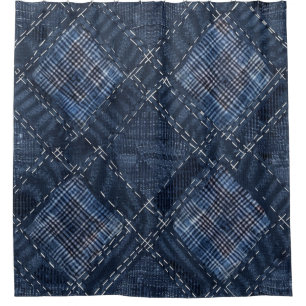 Classic Indigo Diamond Stitch Denim Muster Duschvorhang