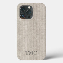 Classic INITIALS Luxury Natural Linen Fabric Tech Case-Mate iPhone Hülle