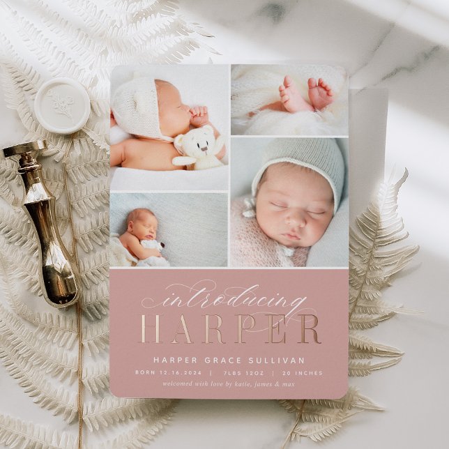 Classic Introduction Foil Photo Birth Announcement Folieneinladung (Von Creator hochgeladen)