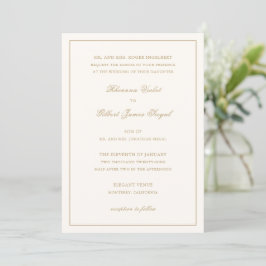 Classic Ivory and Gold Border Timeless Wedding Einladung
