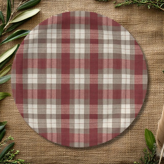 Classic Ivory Brown Rust Red Plaid Pattern Pappteller (Von Creator hochgeladen)