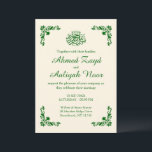 Classic Ivory & Deep Emerald Floral Islamic Einladung<br><div class="desc">Celebrate your special day with this elegant Islamic wedding invitation card featuring a timeless ivory background and deep emerald floral corner patterns. Perfect for Waleema or Nikah ceremonies, this minimalist two-color design exudes sophistication and charm. Customizable with the names of the bride and groom, venue, and date, it’s ideal for...</div>