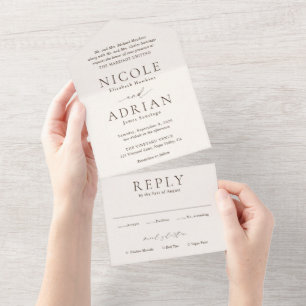 Classic Ivory Elegante Wedding All In One Einladung