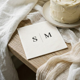 Classic Ivory Monogram Wedding Serviette
