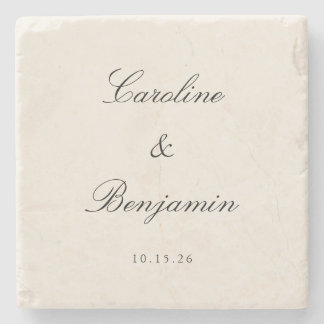 Classic Ivory Script Elegant Wedding Individuelle  Steinuntersetzer