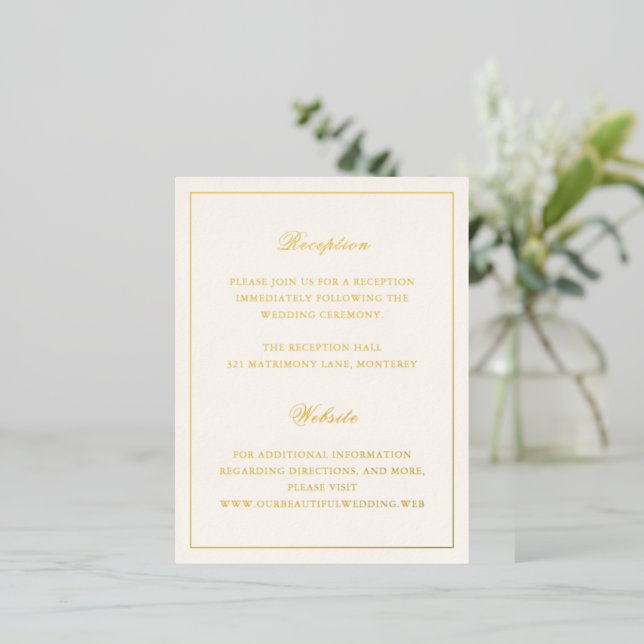 Classic Ivory Timeless Wedding Foil Enclosure Card Folie Einladungspostkarte (Stehend vorne)