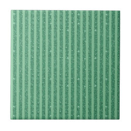 Classic Jade Green Glitter Style Vertical Stripes Fliese