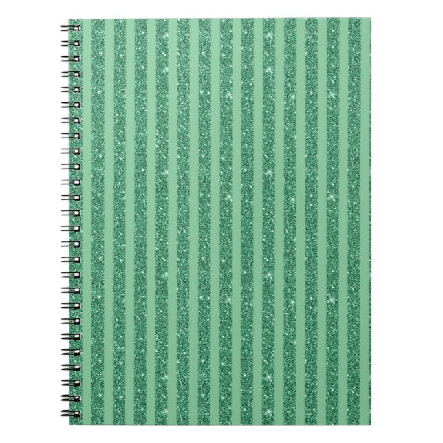 Classic Jade Green Glitter Style Vertical Stripes Notizblock (Vorderseite)