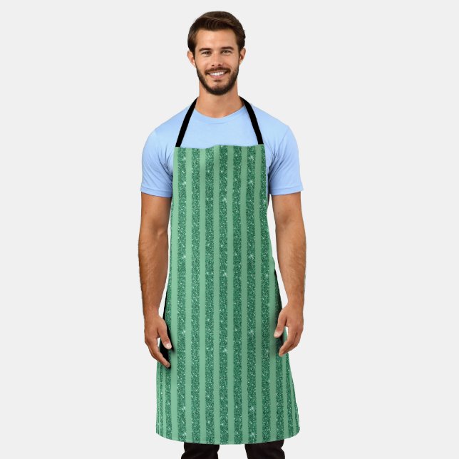 Classic Jade Green Glitter Style Vertical Stripes Schürze (Getragen)