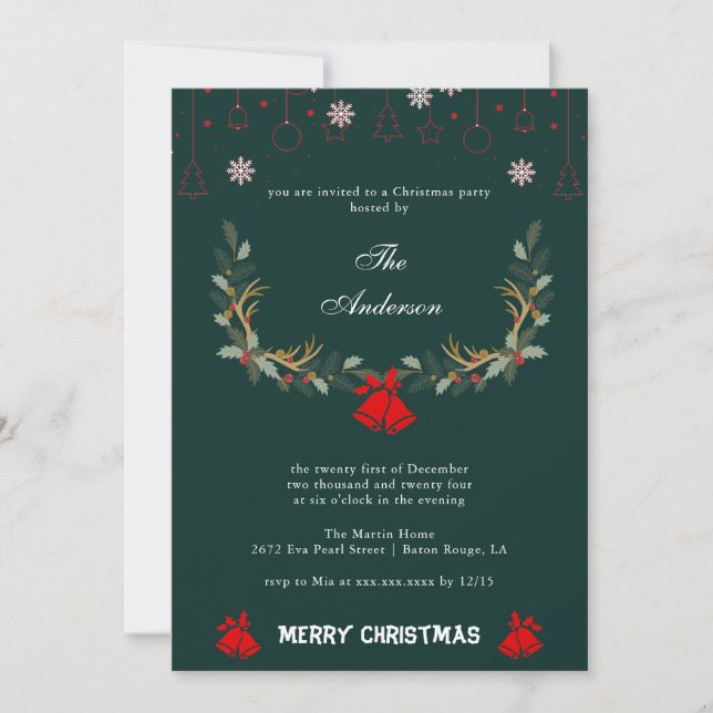 Classic Jingle Bell Floral Holiday Weihnachten Par (Vorderseite)