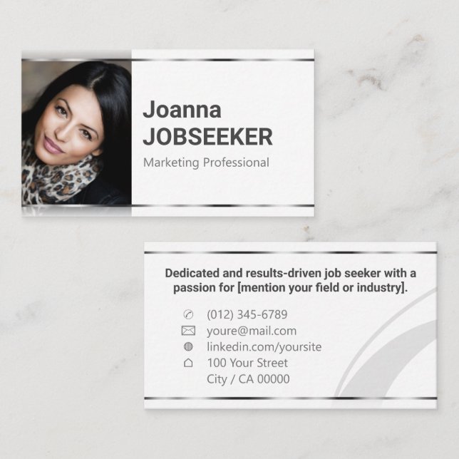 Classic Job Seeker Minimal Elegant Schlicht Visitenkarte (Vorne/Hinten)