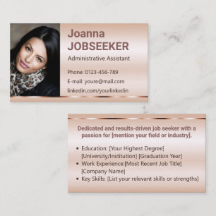 Classic Job Seeker Minimal Ombre Elegante Rose Gol Visitenkarte