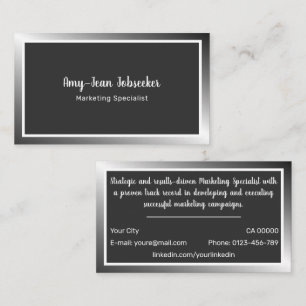 Classic Job Seeker Silver Ombre Einfach Minimalist Visitenkarte
