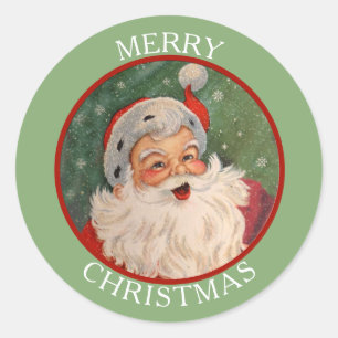 Classic Jolly Santa Claus Weihnachten Runder Aufkleber