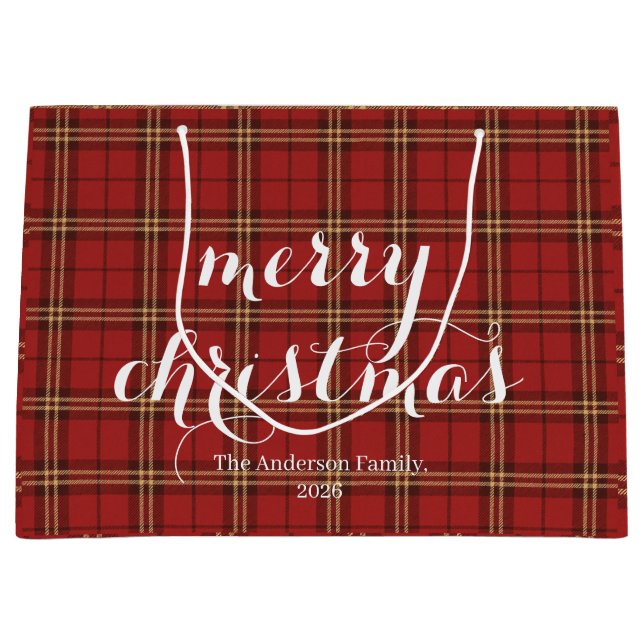 Classic Kariert Merry Christmas Festival - Große Geschenktüte (Vorderseite)
