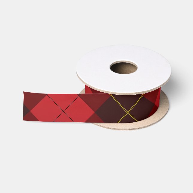 Classic Kariert Rustic Red Burgundy Tartan Satinband (Spule)