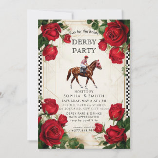 Classic Kentucky Derby Party Invitation Red Roses  Einladung
