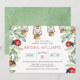 Classic Lady Bug Green Garden Baby Dusche Einladung