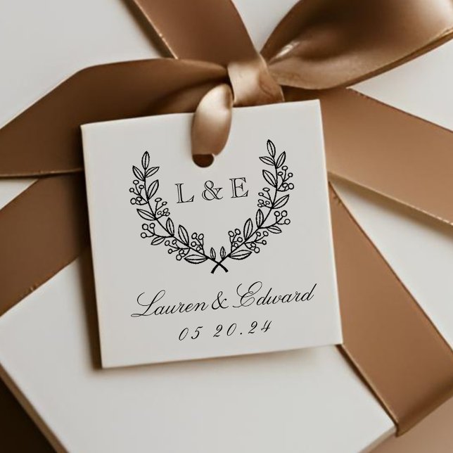 Classic Laurel Wedding Initial Monogram Geschenkanhänger (Von Creator hochgeladen)