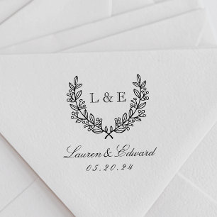 Classic Laurel Wedding Initial Monogram Permastempel