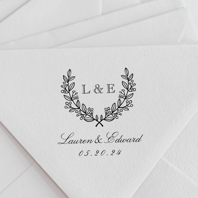 Classic Laurel Wedding Initial Monogram Permastempel (Von Creator hochgeladen)
